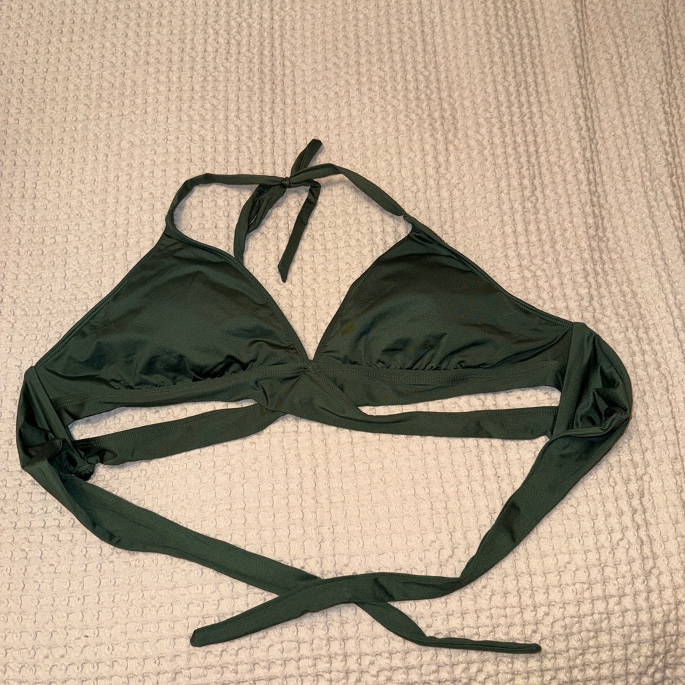 Dark Green Halter Bikini Top